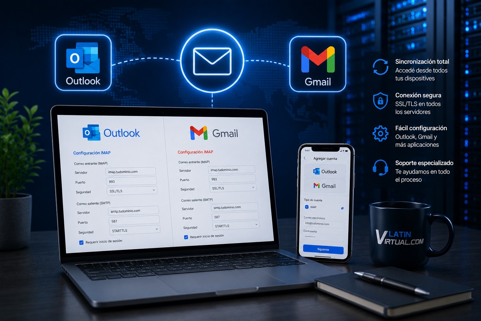 Configuración Outlook y Gmail